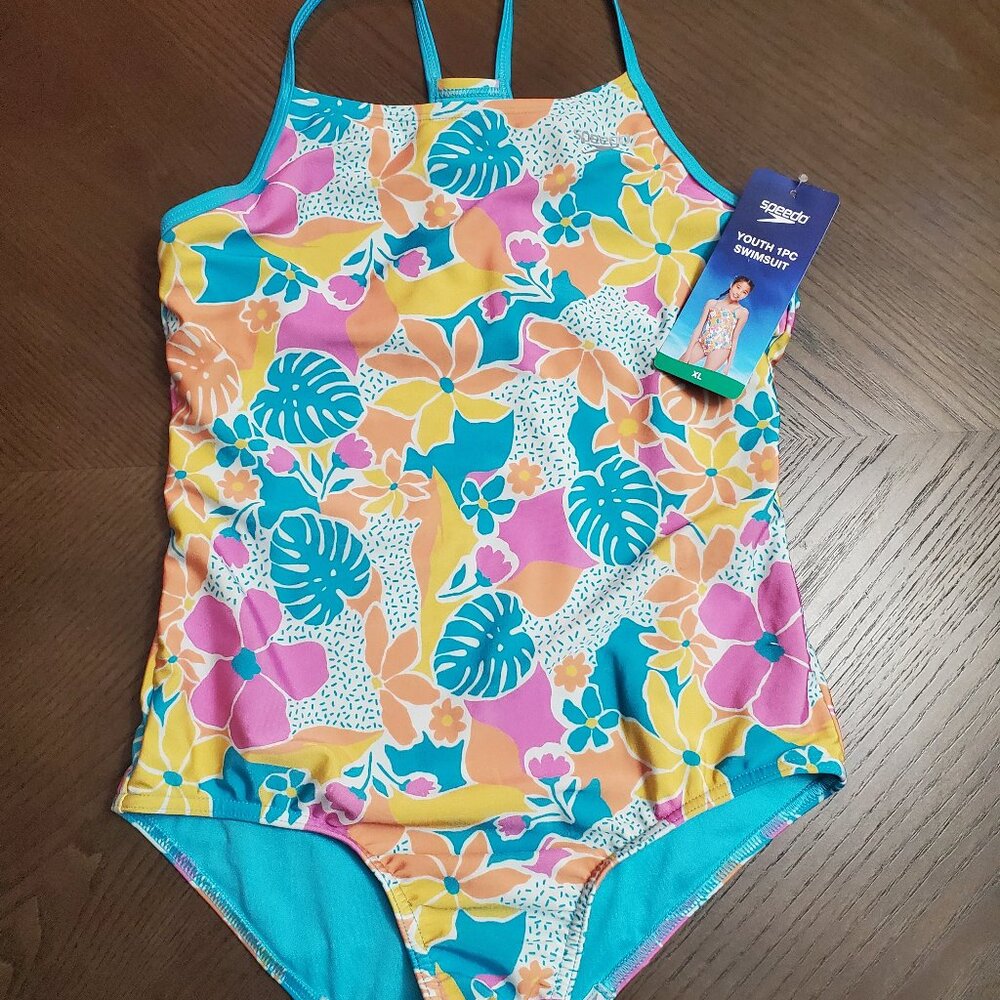 Speedo floral bathing suit Youth size XL New With Tags